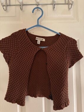 Urban Outfitters Brown Textured Knit Crop Cardigan